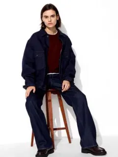 ワイドストレートジーンズ/丈長め