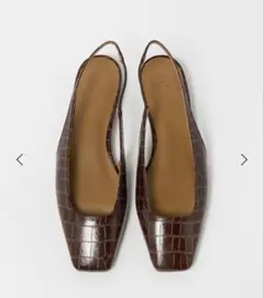 ＜OE＞SLING BACK PUMPS/シューズ　ブラウンのサムネイル