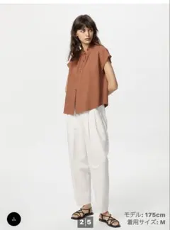 ユニクロ　コントワーデコトニエ　リネンブレンドフリルブラウス　M