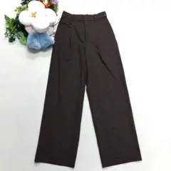 新品！UNIQLO　タックワイドパンツ ブラウン 　レディース　S