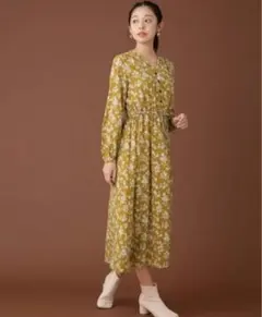 定価13,200円 ナノユニバース 花柄長袖ワンピース サイズ36