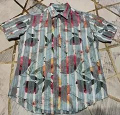 お値下げ HIGH STREET 半袖シャツ Mサイズ 花柄 ストライプのサムネイル