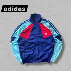 80s 銀タグ adidas トラックジャケット ブルー トレフォイル Mサイズ