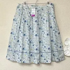 アリスバーリーL リバティ花柄裾刺繍スカート　L13号 ブルー　新品20,900