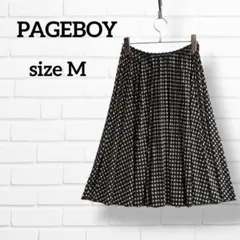 ページボーイ 千鳥格子 プリーツスカート ブラック 総ゴム ME082