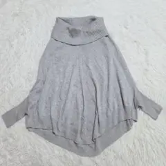 UNITED ARROWS　オフタートルネックニット　ポンチョ　ウール混　日本製