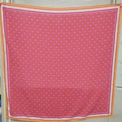 ピンク・オレンジ系 花柄 大判スカーフ