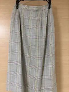【Vintage】パステルカラー チェック柄 タイトスカート ひざ丈