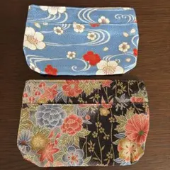 ハンドメイド レトロ和柄ポーチ 2個セット