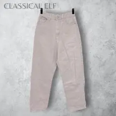 【CLASSICAL ELF】　ゆったりハイウエストワイドストレート無地デニム