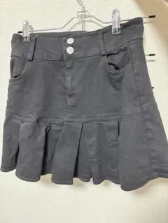 黒 プリーツスカート デニム生地