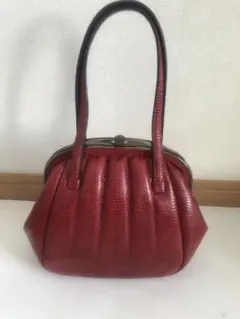 昭和レトロ　レザー 赤 ハンドバッグ