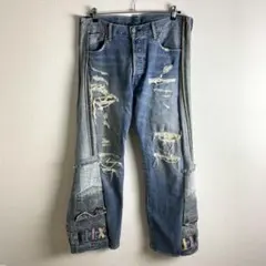 リメイク デニム フレアパンツ ダメージ加工 フェード 再構築 vol.251 