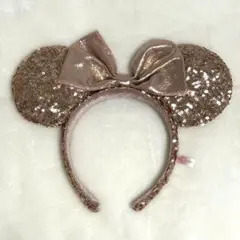 ミニーマウス　カチューシャ　ローズピンクスパンコール