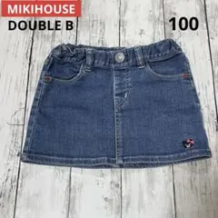 ミキハウス ダブルビー デニムスカート 100 くま 刺繍