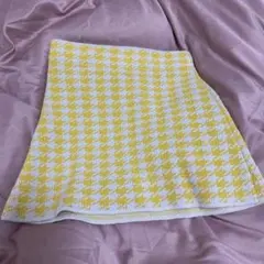ZARA イエロー ホワイト チェック ミニスカート