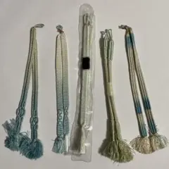 羽織用紐 正絹　5組　水色　青白グラデーション