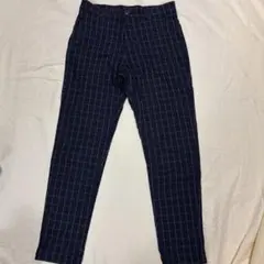a.v.v ネイビー チェック　スラックス オフィス　ビジネス　カジュアル