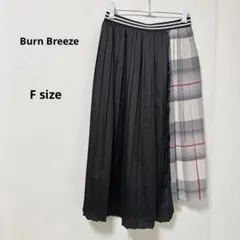 バーンブリーズ　アシンメトリープリーツスカート　F ブラック　チェック柄　韓国製