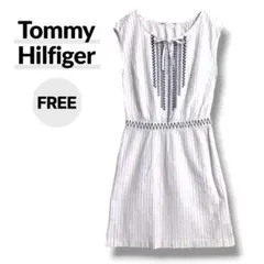 【美品】Tommy Hilfiger ワンピース ノースリーブ ストライプ 刺繍のサムネイル