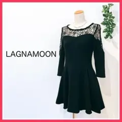 美品✨ ラグナムーン / 胸元レースドレス♡お呼ばれ/ブラック フリーサイズ