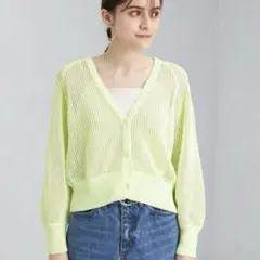 UNITED ARROWS メッシュ カーディガン　ライム