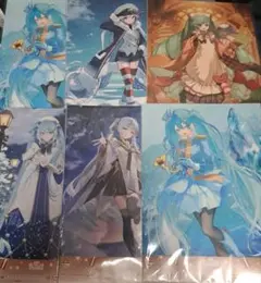 雪ミク 一番くじ S賞 雪ミクオールスターズ クリアポスター ６枚セット