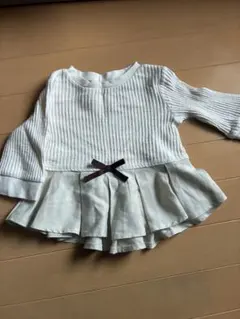 petit main リブ編みフリルトップス 80