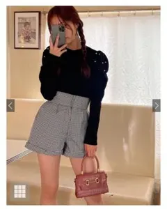 GRL 千鳥柄ハイウエストショートパンツ