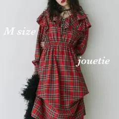 【新品未使用】ジュエティ　赤チェック柄　秋冬ロングワンピース　ショルダーフリル