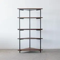 美品□モダン□ブラックアイアン×ウッド□3段ラック□シェルフ□収納棚