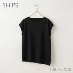 SHIPS アシンメトリー ニット 上品プルオーバー 黒M〜L相当ゆったり　夏秋のサムネイル