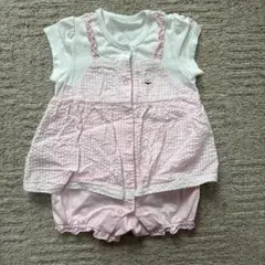 ※最終値下げ1200→980【美品】ミキハウス ピンク ロンパース チェック