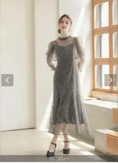 Dorry doll ドリードール　ボレロレイヤーレースドレス　ワンピース Dorry Doll ドリードール ボレロレイヤードレースドレス グレー/M