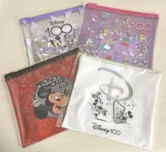 Disney 100周年記念 フラットポーチ 4点 まとめ売り