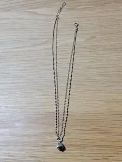 シルバー 二重チェーン ネックレス 多面体