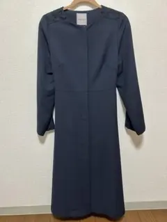 ノーカラーコート ロングコート