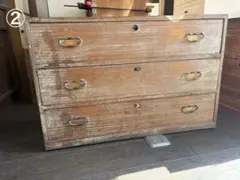 ②桐箪笥 アンティーク 古家具 時代箪笥 3段引出　収納棚 無垢材　日本箪笥