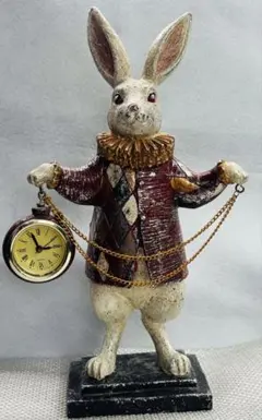 新品 英国オックスフォード アリス 白うさぎ 木製時計 ハンドメイド 壁掛け時計 新品 英国オックスフォード アリス 白うさぎ 木製時計 ハンドメイド
