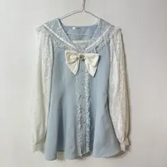 NOEMIE 水色レースセーラー襟セットアップ