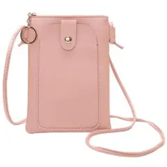 スマホポーチ ポシェット 携帯 ポーチ 軽量 シンプル 斜めがけ鞄 ピンク