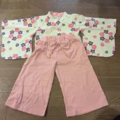 花柄着物とリボンパンツセット 95-105cm