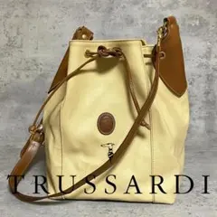 ✨希少✨トラサルディ 巾着 ショルダーバッグ 本革 アイボリー 茶 ヴィンテージのサムネイル
