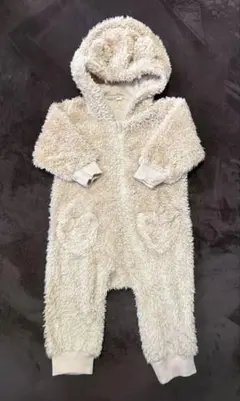【西松屋】80cm ベージュ くまさんロンパース フード付き　もこもこ　ふわふわ