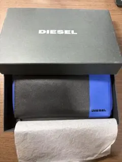 DIESEL ディーゼル 長財布 X05993 ラウンドジップ 黒/青 箱付き