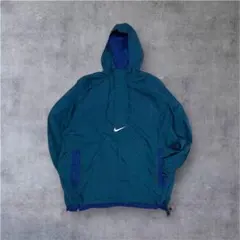 【90s】NIKEナイキ銀タグセンタースウッシュアノラックXLグリーン