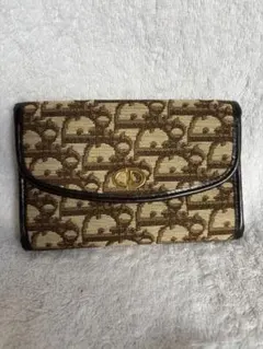 □ a1923【クリスチャンディオール】 トロッター柄 二つ折り財布