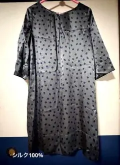 UNITED ARROWS ドット柄 五分袖 ブラウス シルク100%のサムネイル