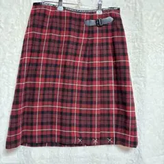 リフレクト　赤と黒のチェック柄プリーツスカート　ワールド　日本製【9】