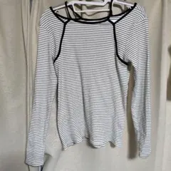 cepo ストライプ オープンバック 長袖トップス M